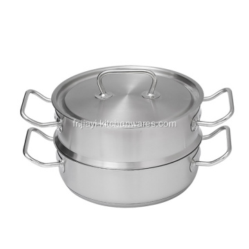 Poêle à wok antiadhésive en aluminium à poignée inox
